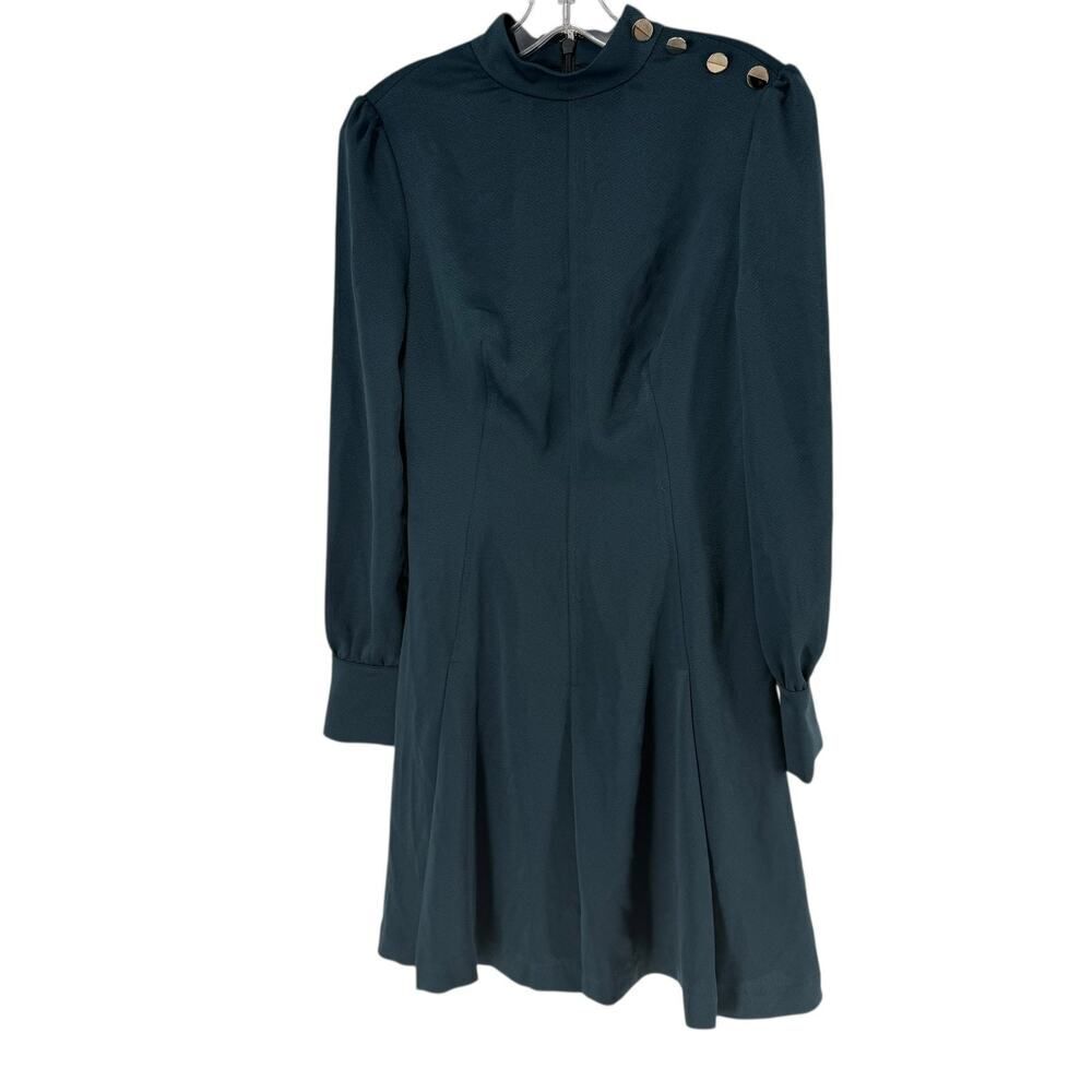 Marciano for Guess Dress XS Long Sleeve Mini Pleated Peacock Teal Green Party